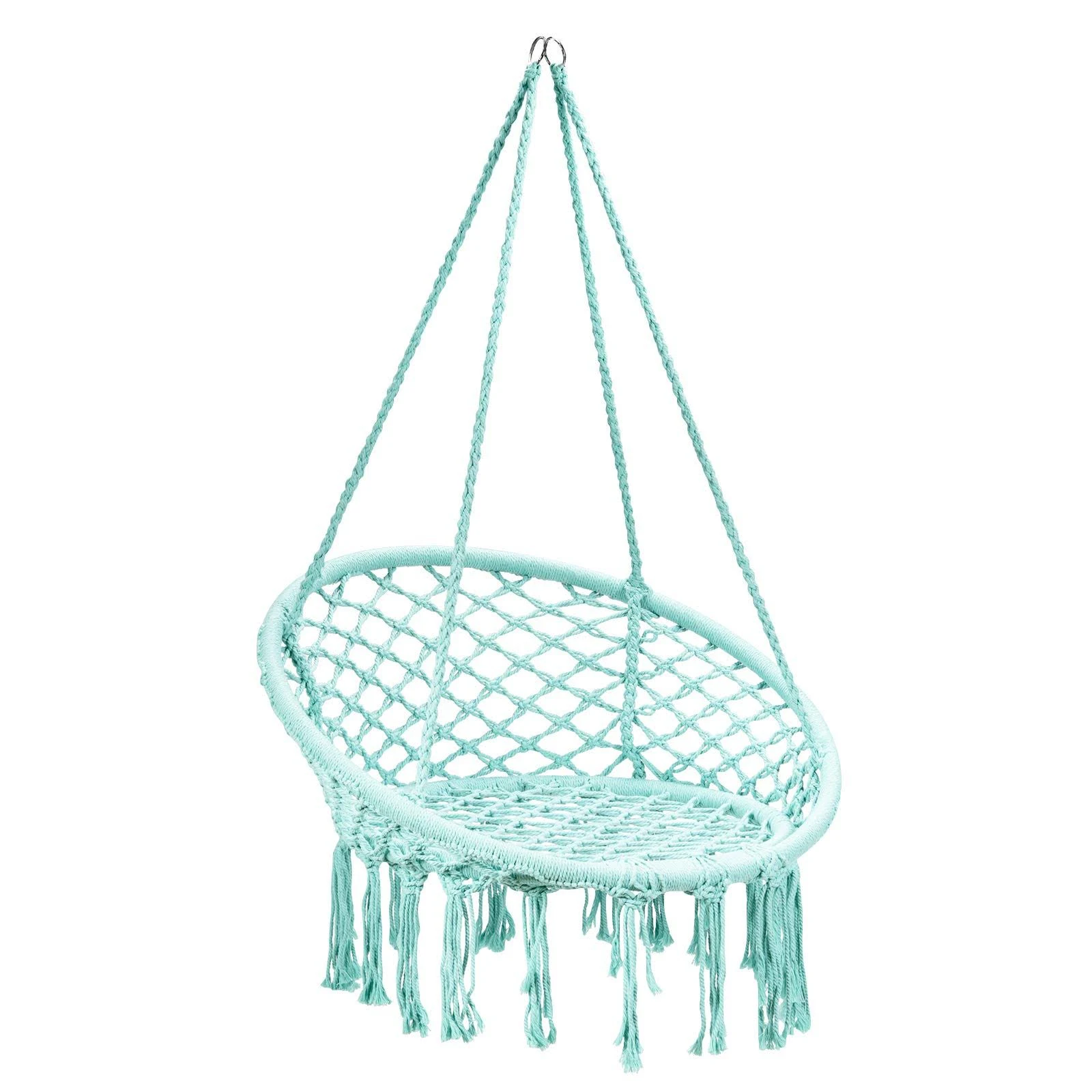 Hanging Macrame Hammock Chair With Handwoven Cotton Backrest