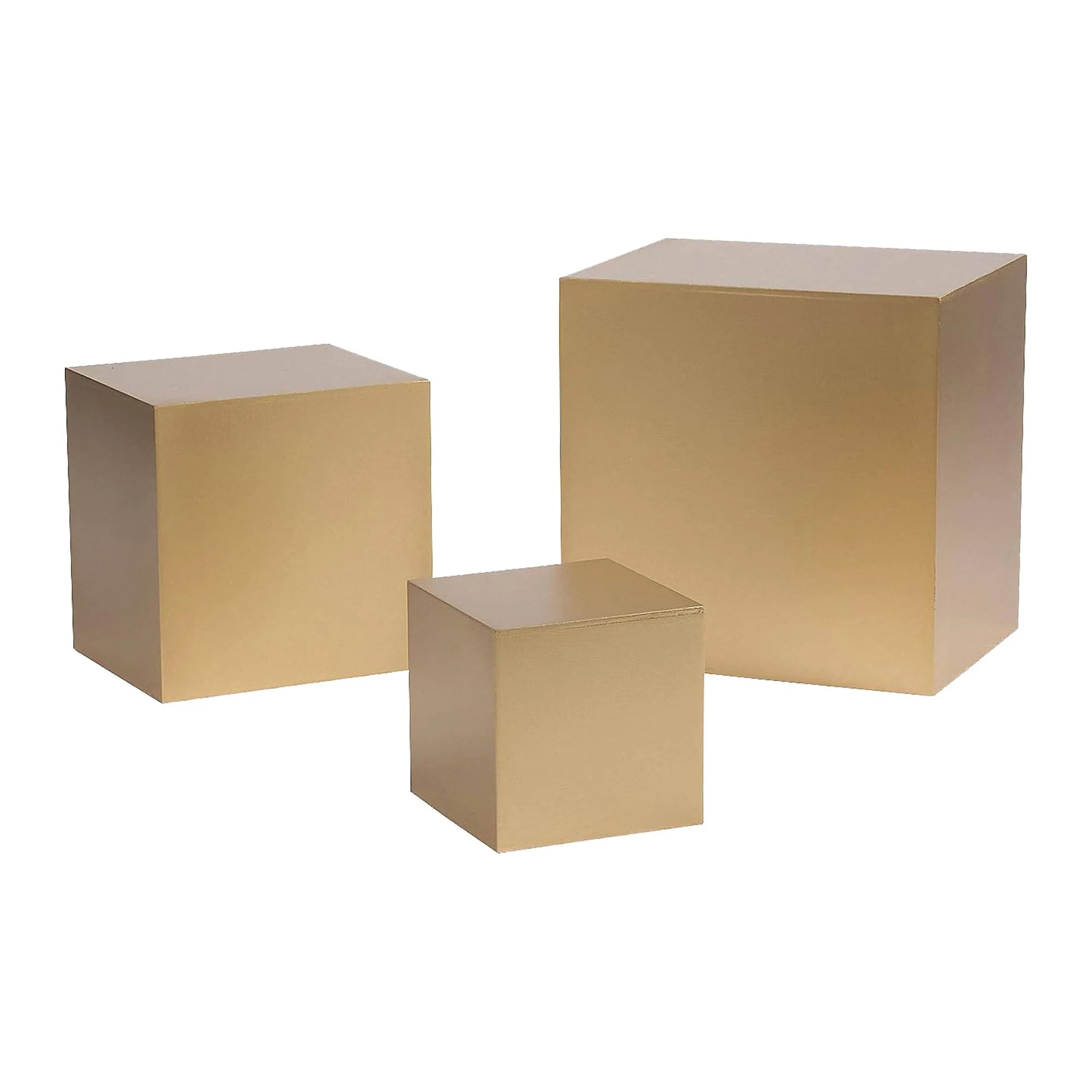 Fun Express Gold Buffet Risers (Wood set of 3) Great for Weddings, Home Decor and Accessories