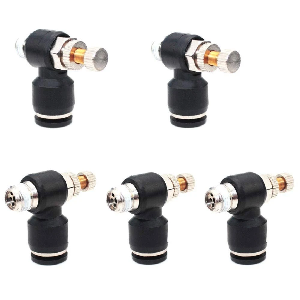 Beduan Pneumatic Push to Connect Air Flow Control Valve, 6mm Tube OD x 1/8" Male Thread, Elbow 90 Degree Switch Valve Adapter Fitting (Pack of 5)