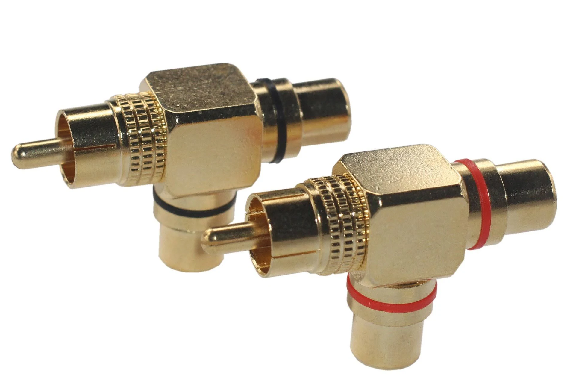 KK-07 Adapter -[2 Pack] 2pcs Total, Hi-end 1RCA Male to 2RCA Female Right Angle Splitter Adapter, Gold Plated-KK-07