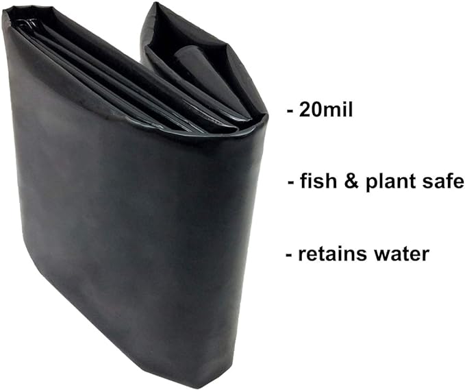 Happybuy LLDPE Pond Liner 20x25 ft, Pond Liner 20 Mil, Fish Pond Liners for Waterfall, Pond and Fish Ponds