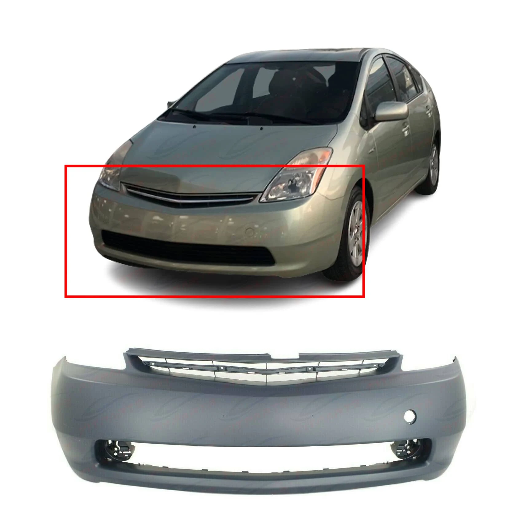 FitParts Primed Front Bumper Cover Fascia for 2004-2009 Toyota Prius 5211947903 ...