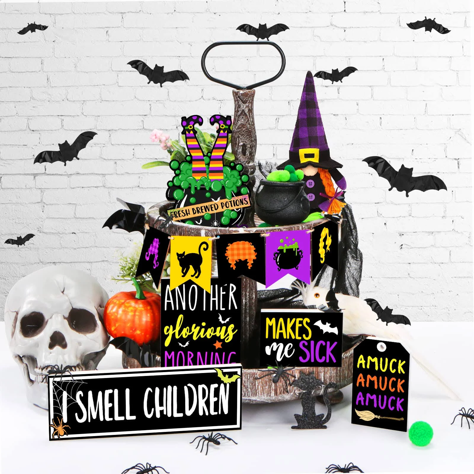 49pcs Halloween Tiered Tray Decor Farmhouse Rustic Tiered Tray Set 10pieces ...