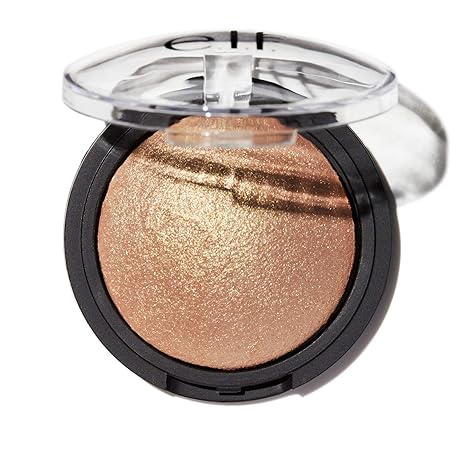 e.l.f., Baked Highlighter, Sheer, Shimmering, Hydrating, Blendable, Glides On, Creates a Radiant Glow, Nourishes, Apricot Glow, Infused with Vitamin E, Jojoba and Grape Oils, 0.16 Oz