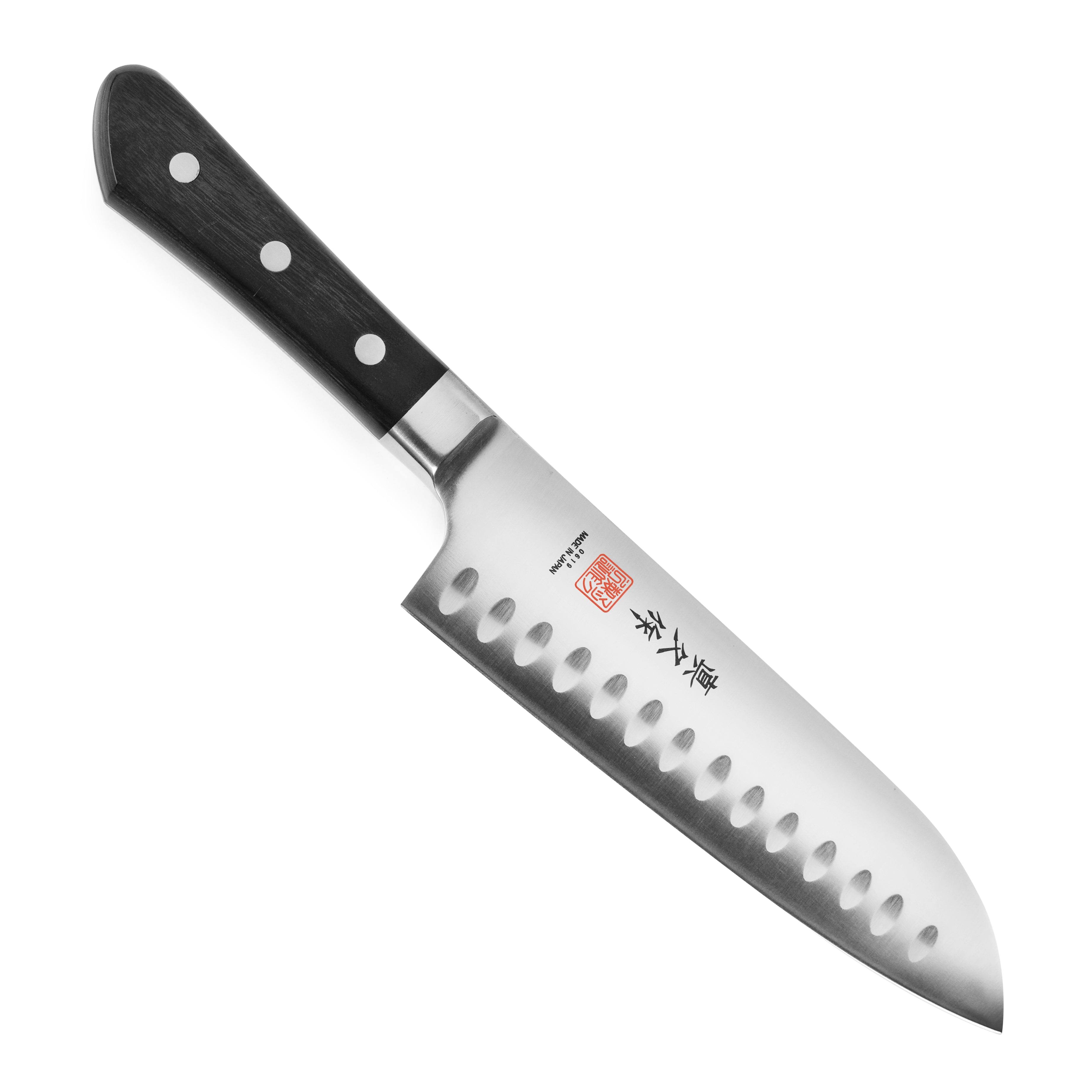 MSK-65 Professional Hollow Edge Santoku Knife, 6-1/2-Inch, Silver