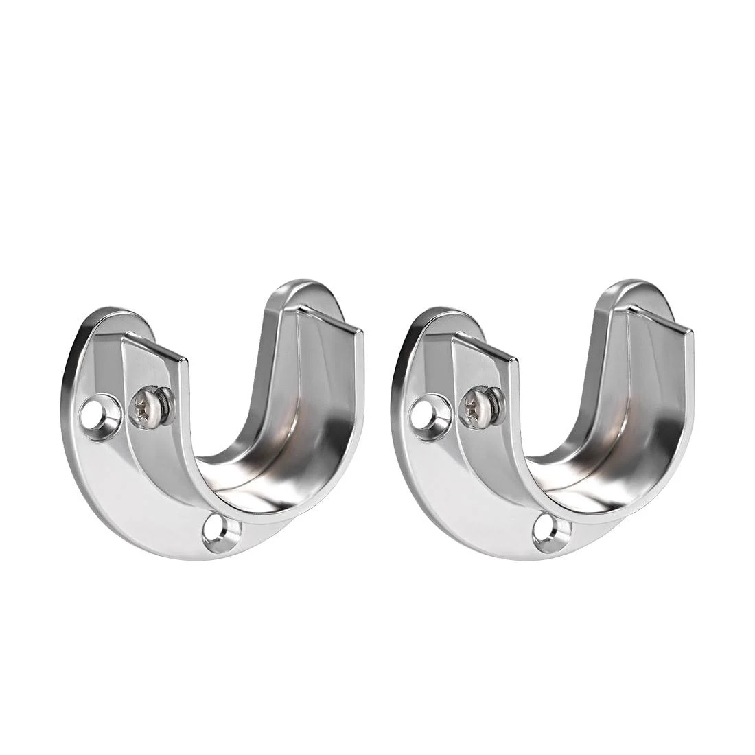 uxcell Zinc Alloy Closet Pole Sockets, Wardrobe Bracket Holder, Shower Curtain Rod Pole End Supports Sockets Flange 2pcs, 38mm Diameter(U-Shaped)