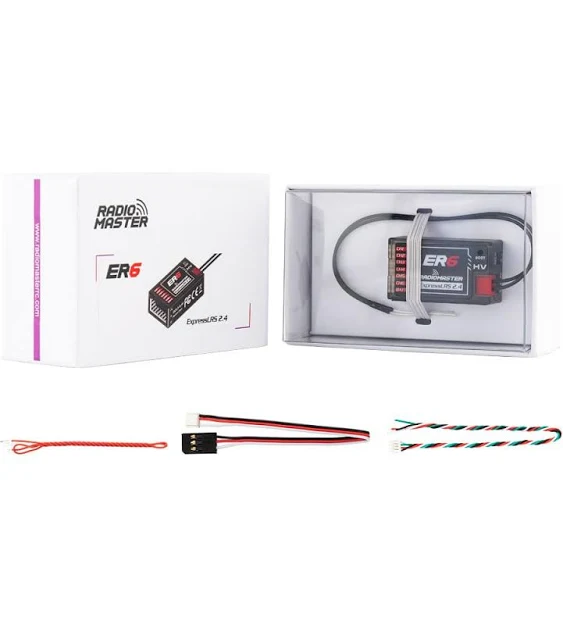 Radiomaster ER6 PWM Receiver 2.4G 6CH 100mw CRSF Support Voltage Telemetry WiFi Update for Fixed Wing Aircraft