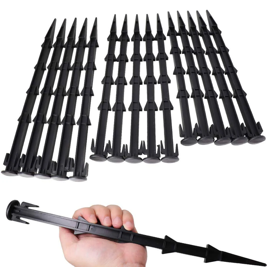 15pcs Large Plastic Landscape Anchoring Spikes Long Black Garden Stakes Anchors 