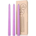 CANDWAX 12 inch Taper Candles Set of 12 - Dripless and Smokeless Candle Unscented - Slow Burning Candle Sticks - Lilac Candles