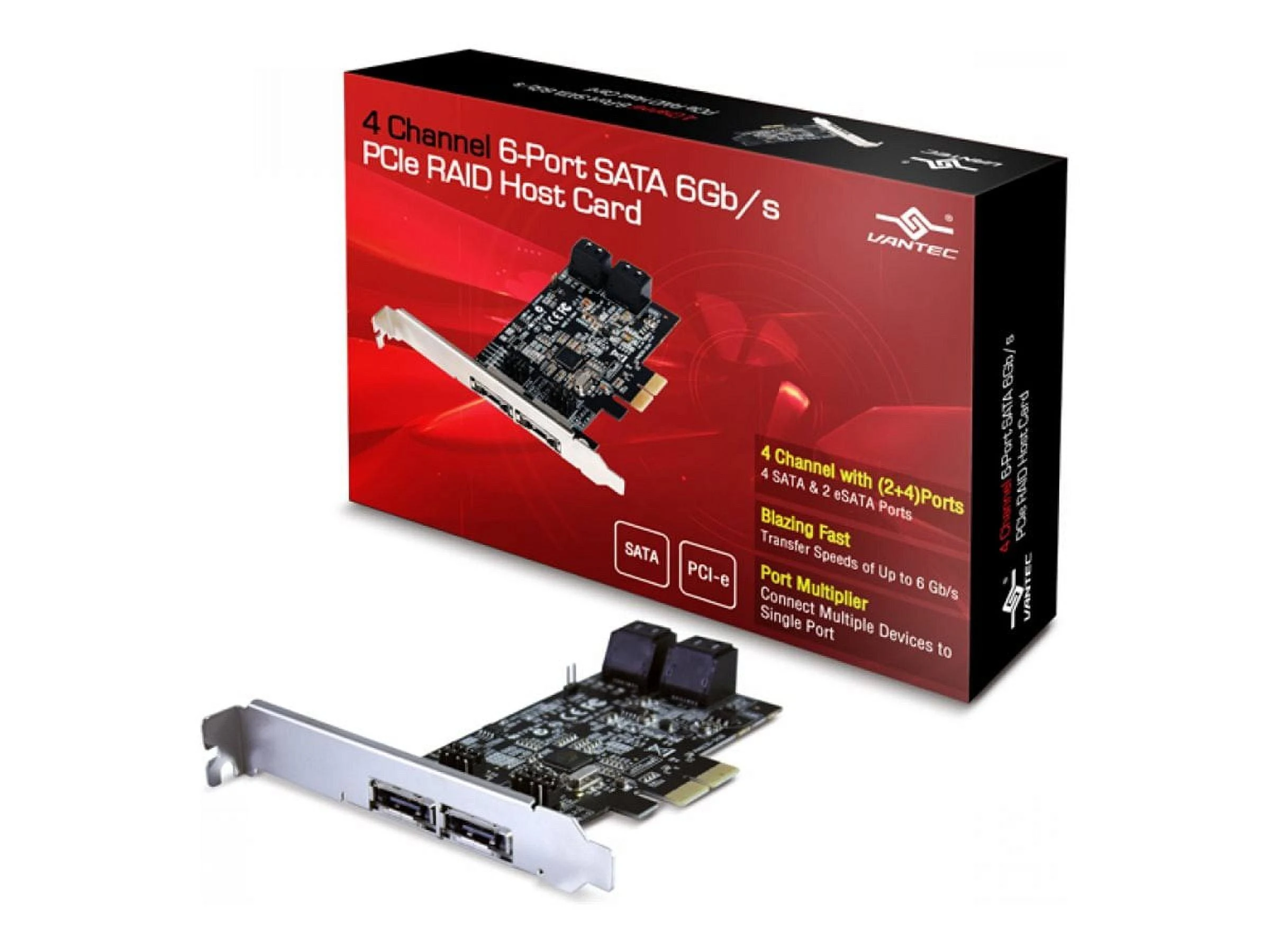 Vantec 4-Channel 6-Port SATA 6Gb/s PCIe RAID Host Card with HyperDuo Technology UGT-ST644R