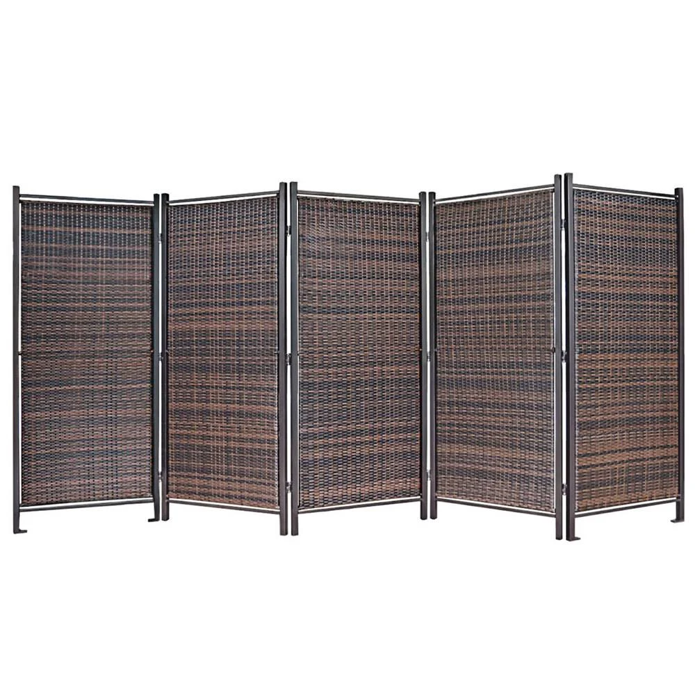 Folding Outdoor Privacy Screen Wicker Partition 6' x 6' for Home Patios, Waterproof, Mounting Option for Stability