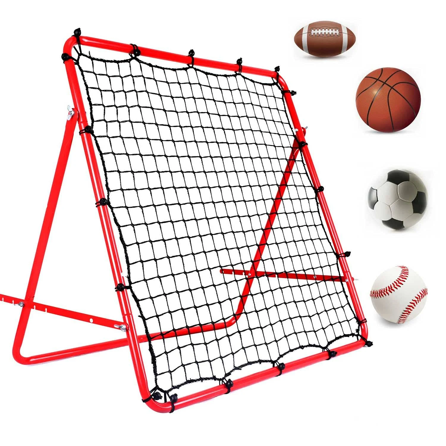 Foldable Football Training Rebounder Net with Thickened Tube and Rope, Soccer...