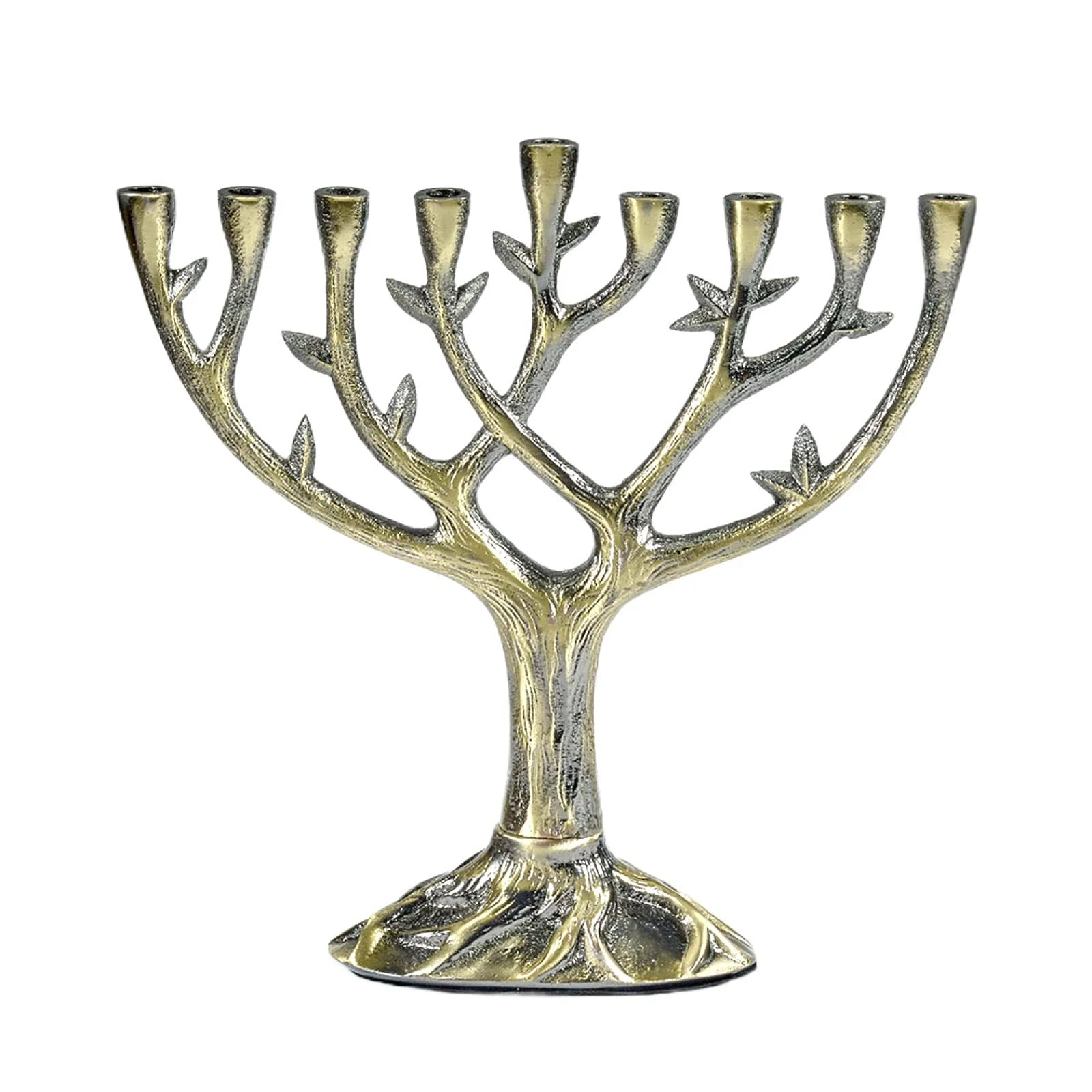 Rite Lite 8.5 in. Textured Tree of Life Menorah, Antiqued Aluminum with Bronze