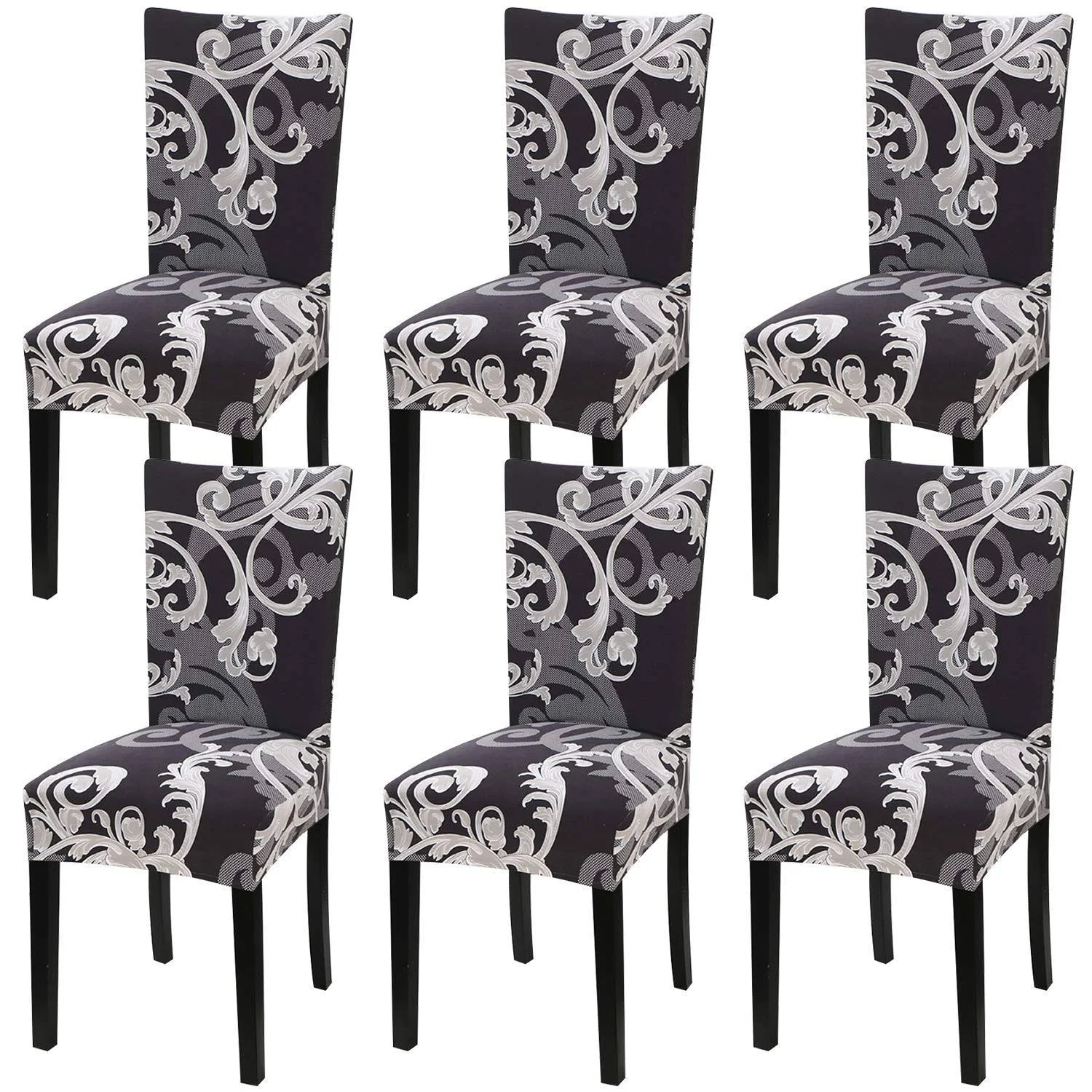 6 Pack Super Fit Stretch Removable Washable Short Dining Chair Protector Cover Seat Slipcover for Hotel, Dining Room, Ceremony, Banquet Wedding Party