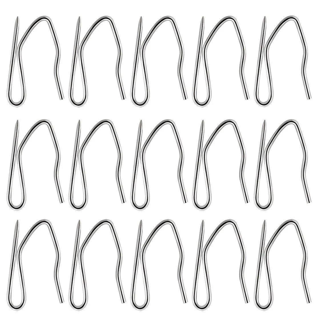 58 Pcs Metal Curtain Hooks, Nydotd Silver Rustproof Stainless Steel Plated Nickel Hooks Heavy-Duty Offset Pin-On Drapery Hooks for Window Curtain, Door Curtain and Shower Curtain(1.2" x 1")