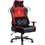 Fantasylab Big and Tall Gaming Chair 400lb Massage Memory Foam Gaming Chair - Adjustable Tilt, Back Angle and 3D Arms High-Back Leather Racing Executive Computer Desk Office Chair, Metal Base