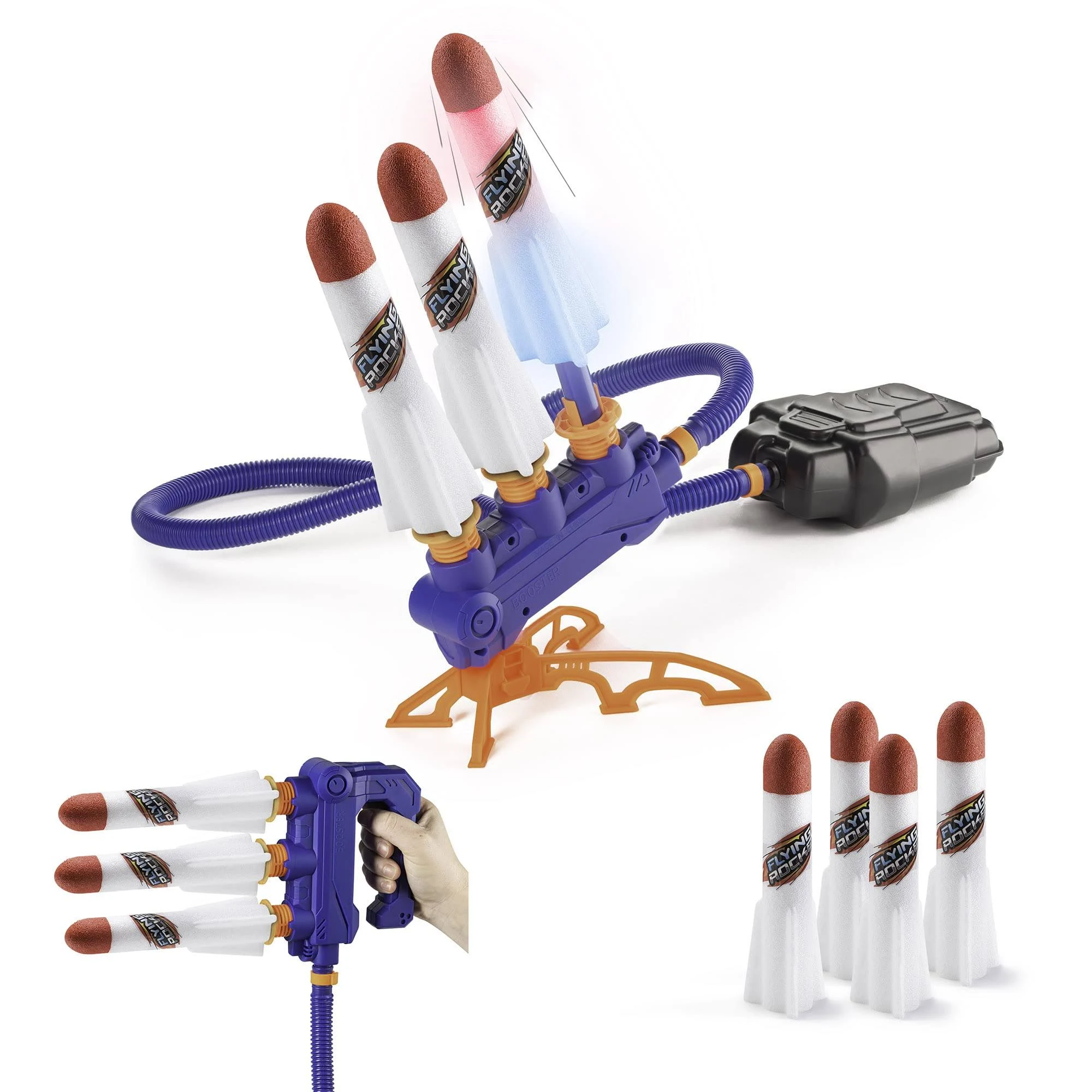 New Bounce Rocket Launcher for Kids - Adjustable 2-in-1 Jump Rocket Set - Includes a Sturdy Launch Pad and 4 LED Rockets - Soars Up to 150 Ft - Fun Kids Outdoor Toys (4 Pc Rocket Launcher)