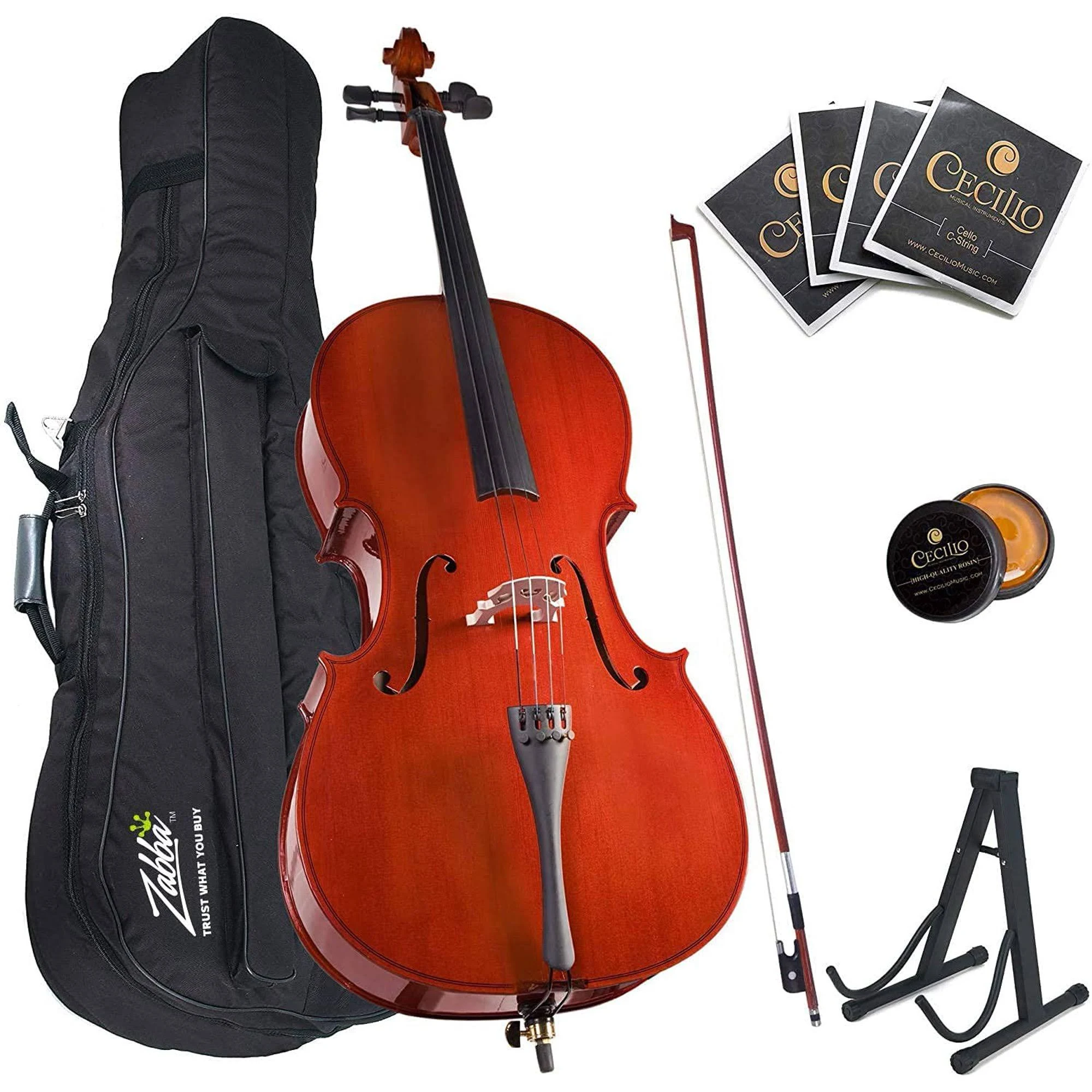 Cecilio CCO-100 Student Cello with Soft Case, Stand, Bow, Rosin, Bridge and Extra ...