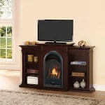 Procom Dual Fuel Ventless Gas Fireplace System - 15,000 BTU, T-Stat Control, Chocolate Finish with Shelves, PCS150T-CBS