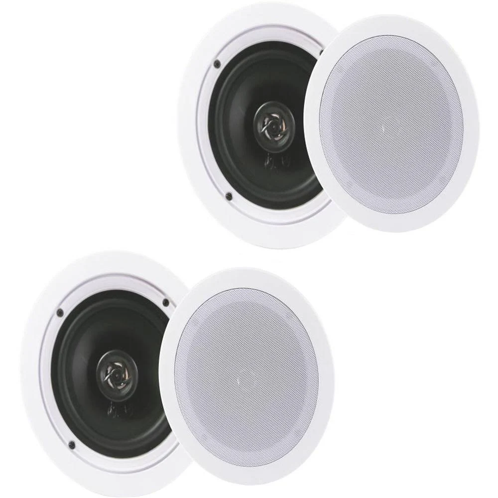 Pyle Pair 5.25” Flush Mount in-Wall in-Ceiling 2-Way Home Speaker System Spring Loaded Quick Connections Dual Polypropylene Cone Polymer Tweeter Stereo Sound 150 Watts (PDIC1651RD) White