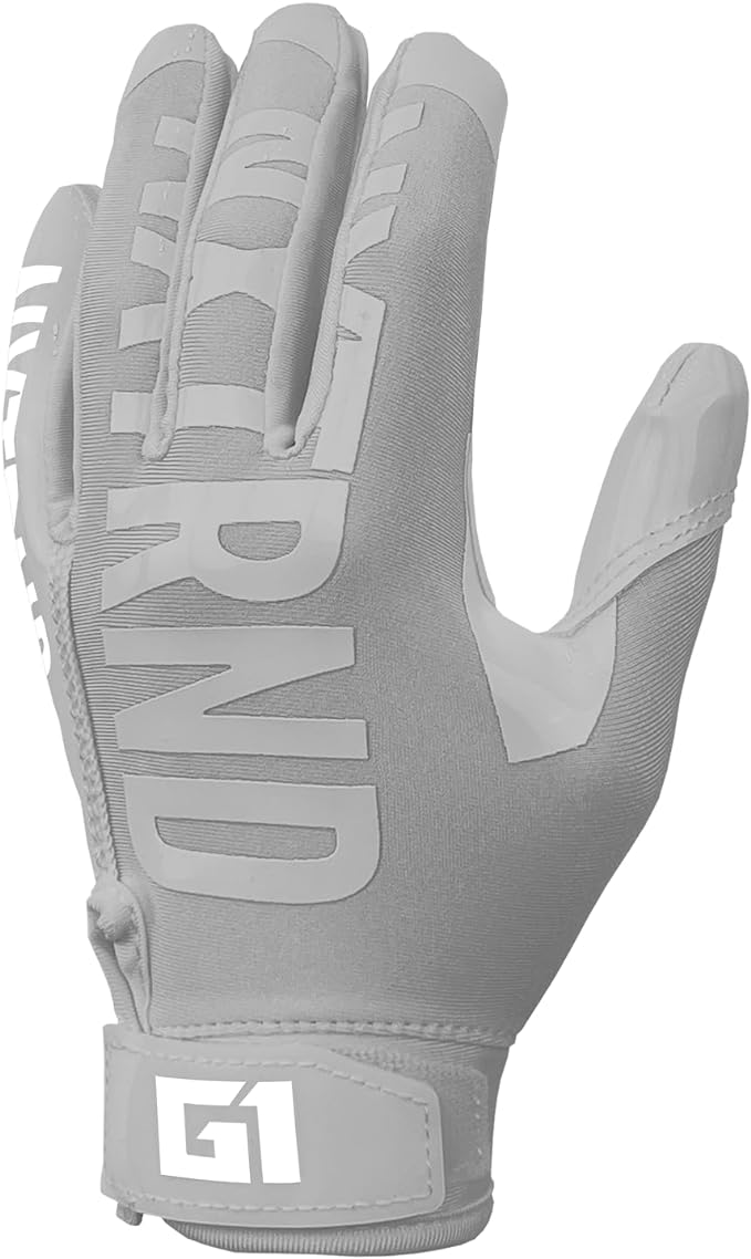 "Nxtrnd G1 Pro Football Gloves, Men'S & Youth Boys Sticky Receiver Gloves (Grey, Youth Large)"