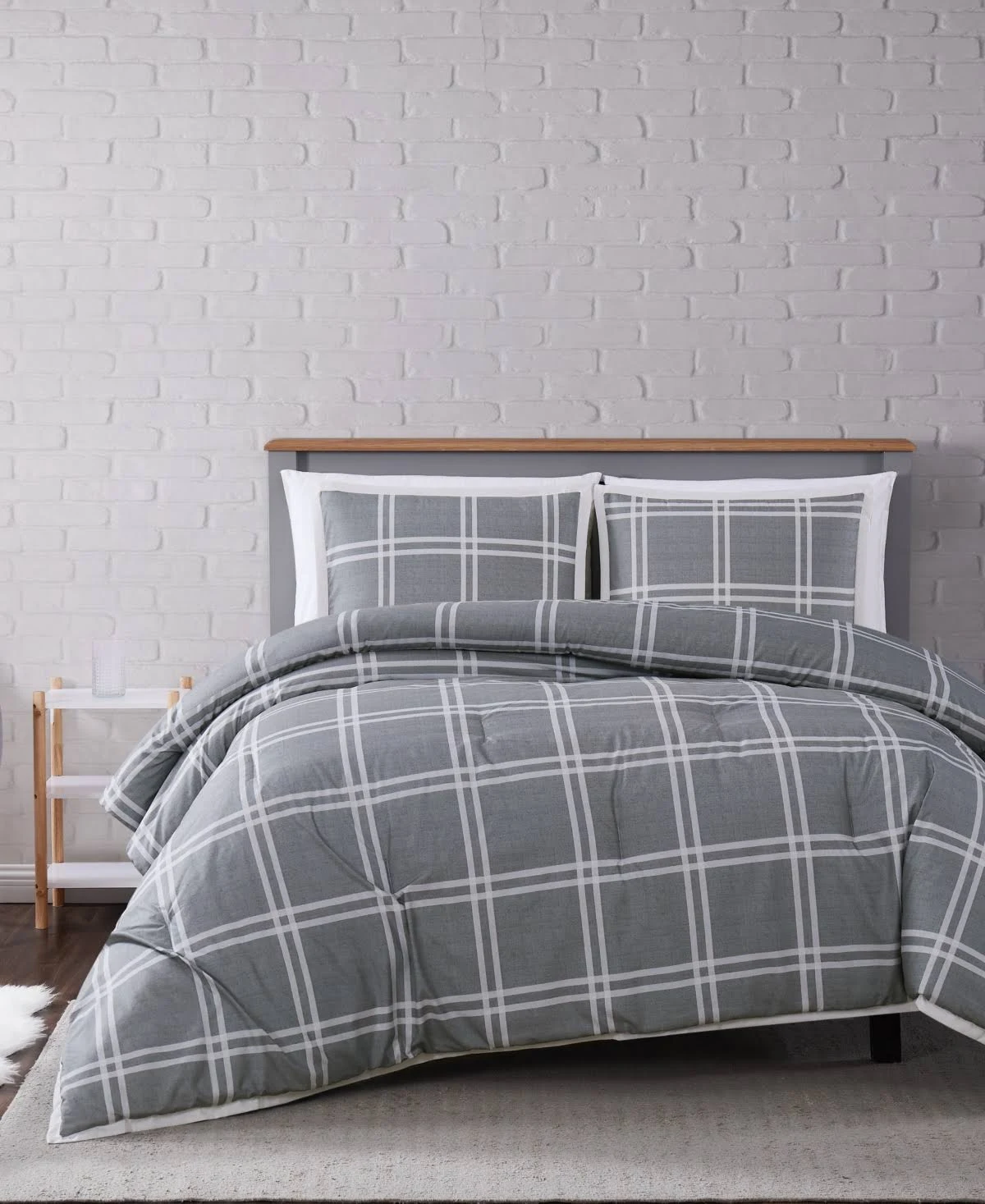 Truly Soft Leon Plaid Comforter Set - Grey - King