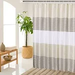 MORNITE Shower Curtains for Bathroom, Shower Curtain Gold Tan Taupe Brown White Lightweight Neutral Striped Waterproof Fabric with 12 Plastic Hooks, 72"x72"