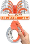 Total 400 yd, 6 Pack 1.18 in x 66.6 yd - Heavy Duty Packing Tape with Dispenser, Bingding Tape, Clear Shipping Tape, Packaging Tape, Package Tape for Shipping Moving Storage and Mailing