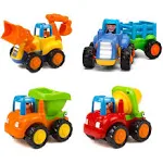 Friction Powered Cars Push and Go Trucks Construction Vehicles Toys Set of Tract