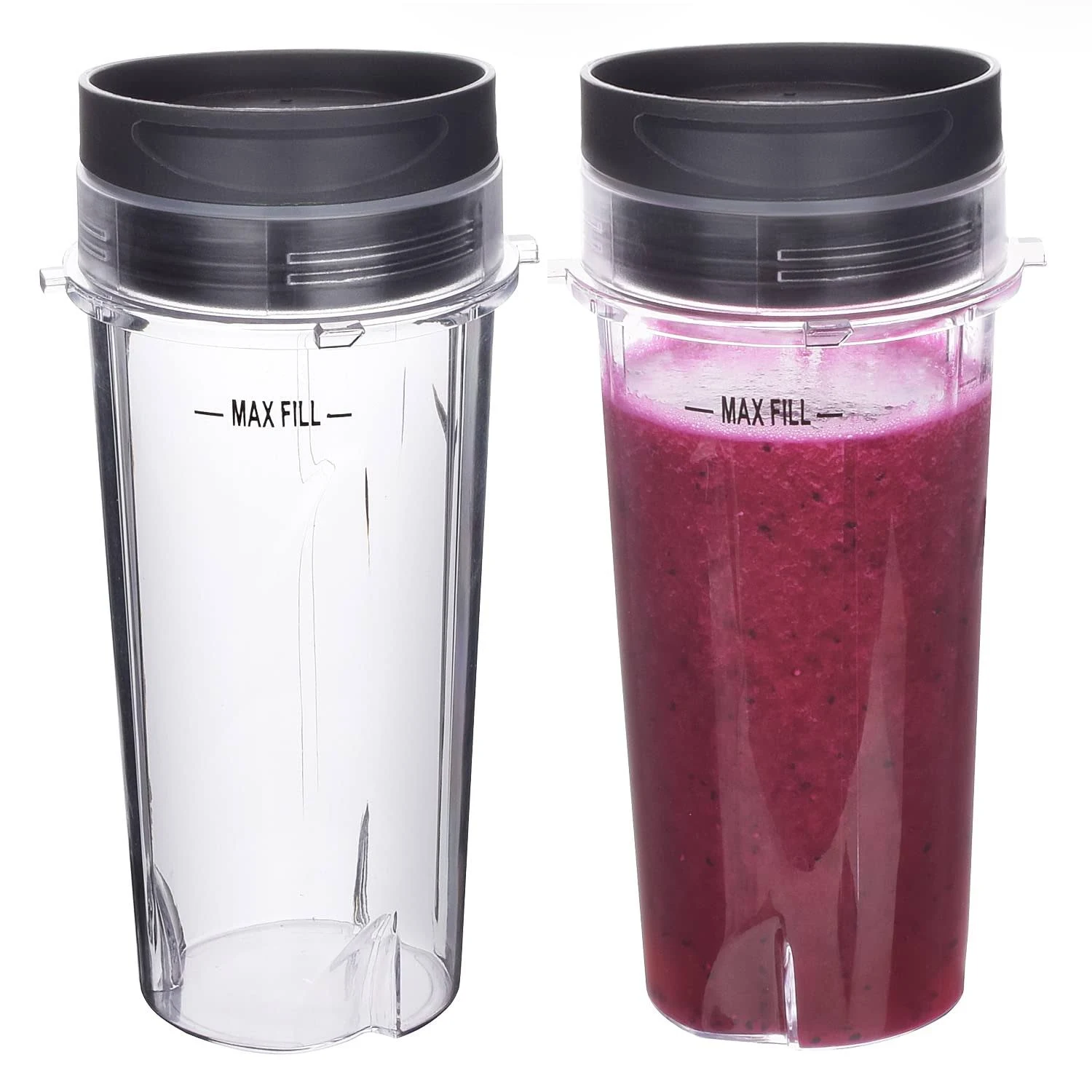 Replacement Blender Cup with Lids 16oz (2 Pack) for Nutri Ninja Pro BL660 BL663CO ...