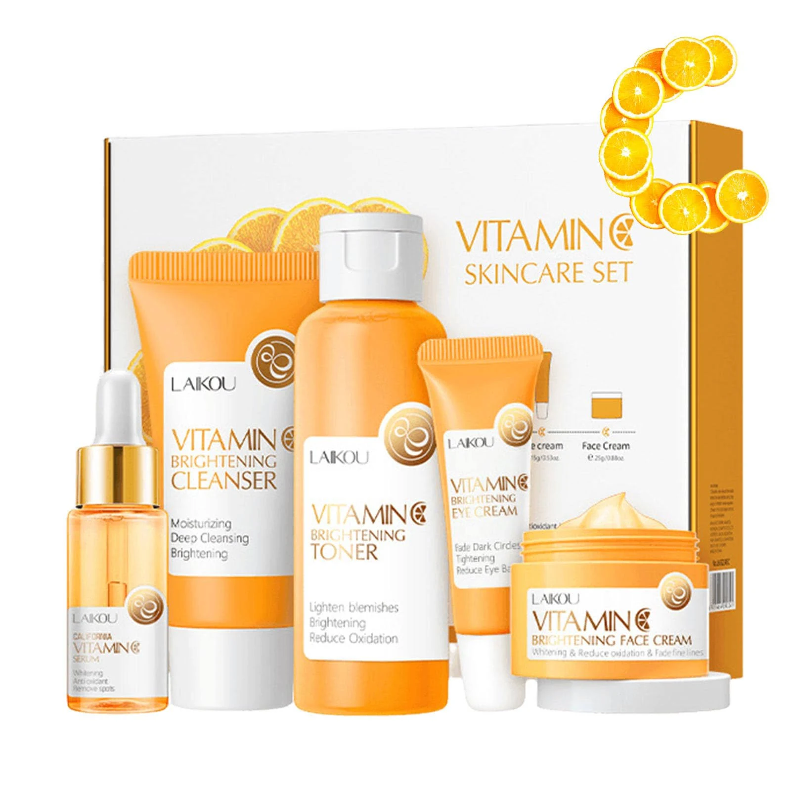 5Pcs Skincare Gift Set for Teenage Girls, Vitamin C Face Skin Care Kit With Cleanser, Toner, Face Serum, Eye Cream, Cream, Travel Skin Care Sets & Kits, Hydrating Facial Kit Skincare Set for Women Men