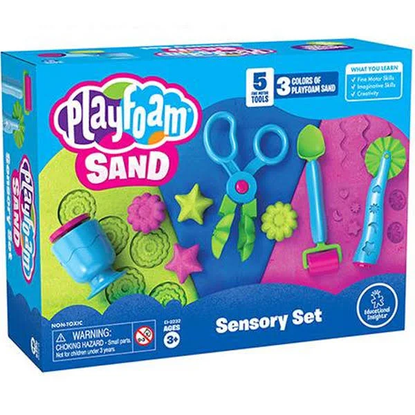 Educational Insights Playfoam Sand Sensory Set With Assorted Colors &amp; 5 Tools, P