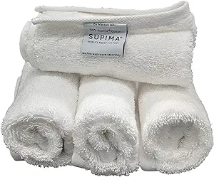 Set of 12-14" x 14" White Washcloths Embrace Collection Luxurious Super Soft 100% Supima Cotton