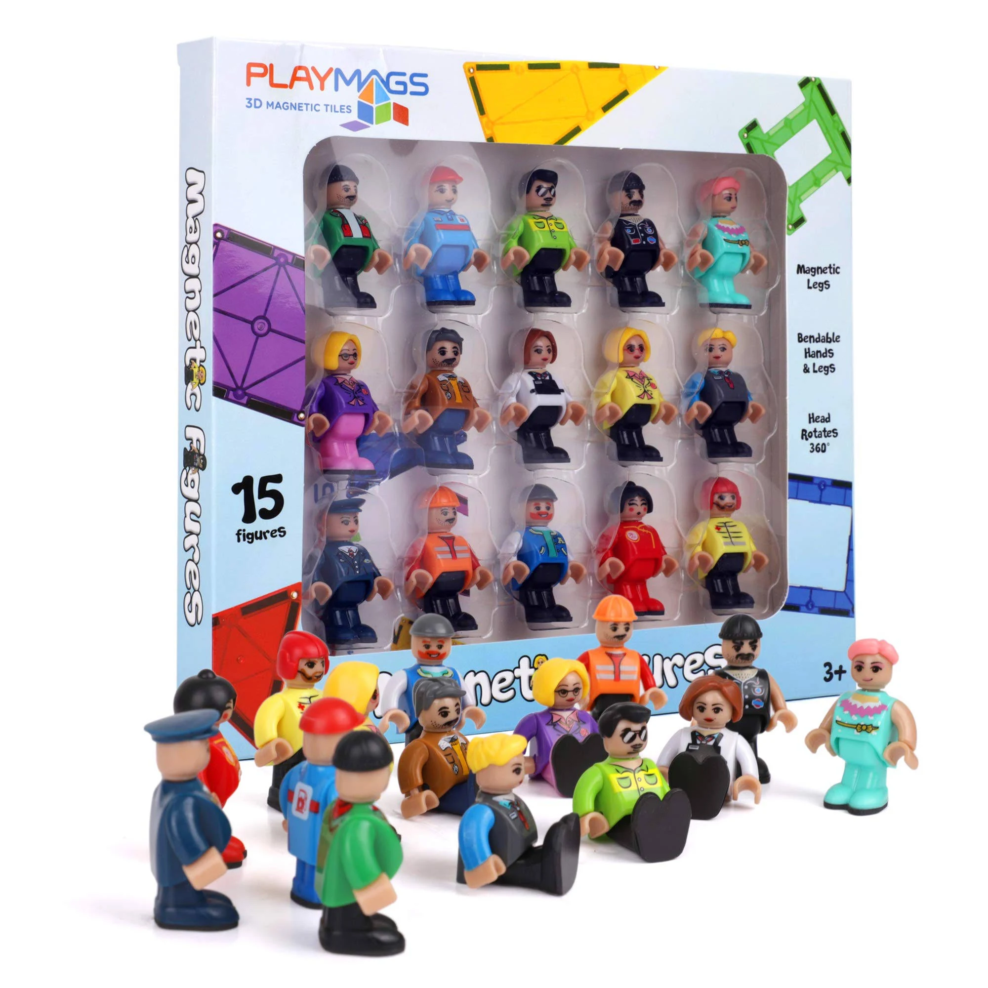 Playmags Magnetic Figures - Community Figures Set of 15 Pieces - STEM Learning