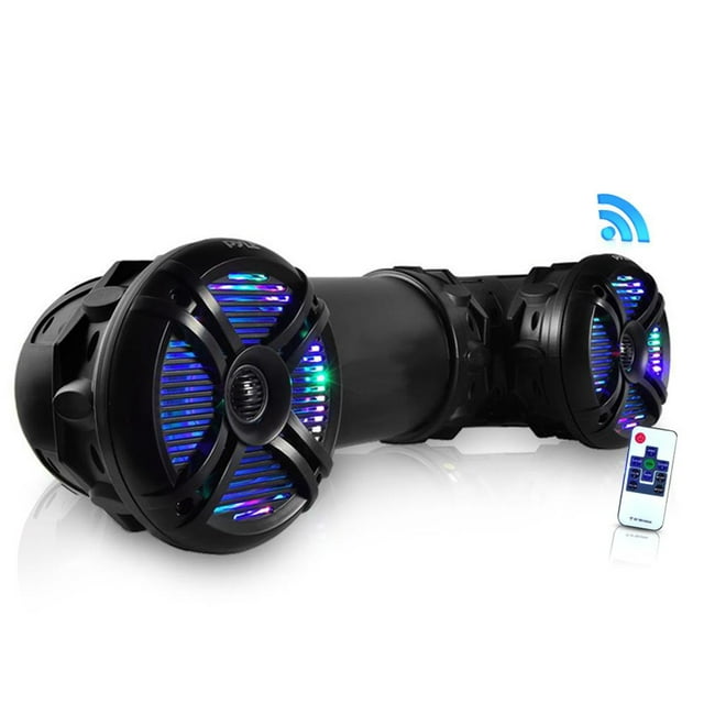 Pyle Marine/ATV 6.5inch 800-Watt Powered Bluetooth Speaker System LED Lighting (PLATV65BT)