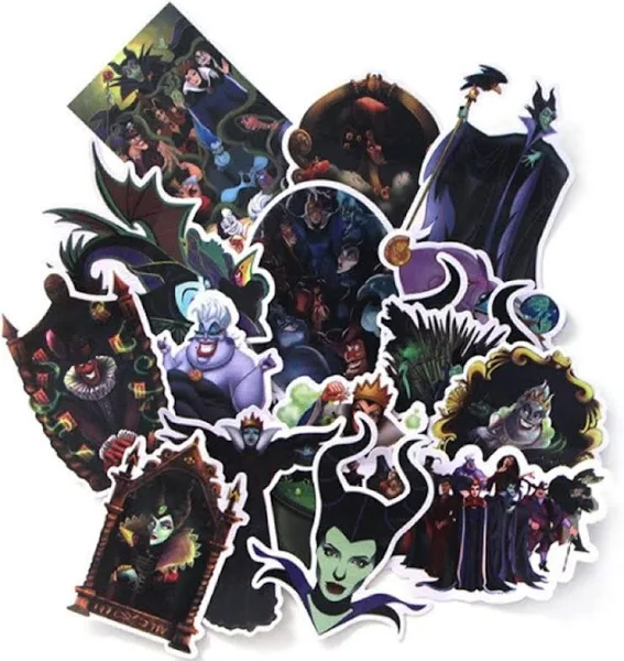 Evil Female Villains Cartoon Characters Decal Stickers Assorted Lot of 17 Pieces