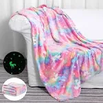 Glow in The Dark Blanket Unicorns Gifts for Girls,Unicorn Party Blankets,Luminous Girls Toys,Soft Kids Blankets,for 1-10 Year Old Girl Birthday Christmas Halloween Thanksgiving Easter Gifts,60 x 50in