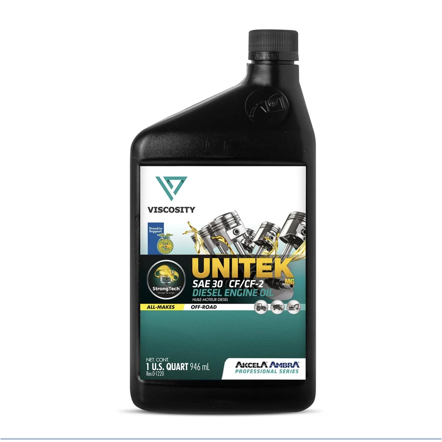 VISCOSITY UNITEK MG GASOLINE AND DIESEL ENGINE OIL SAE 30 - Compatible With Tractors, Construction, Industrial, and Off-Highway Equipment - 1 Quart - 74633DX6US