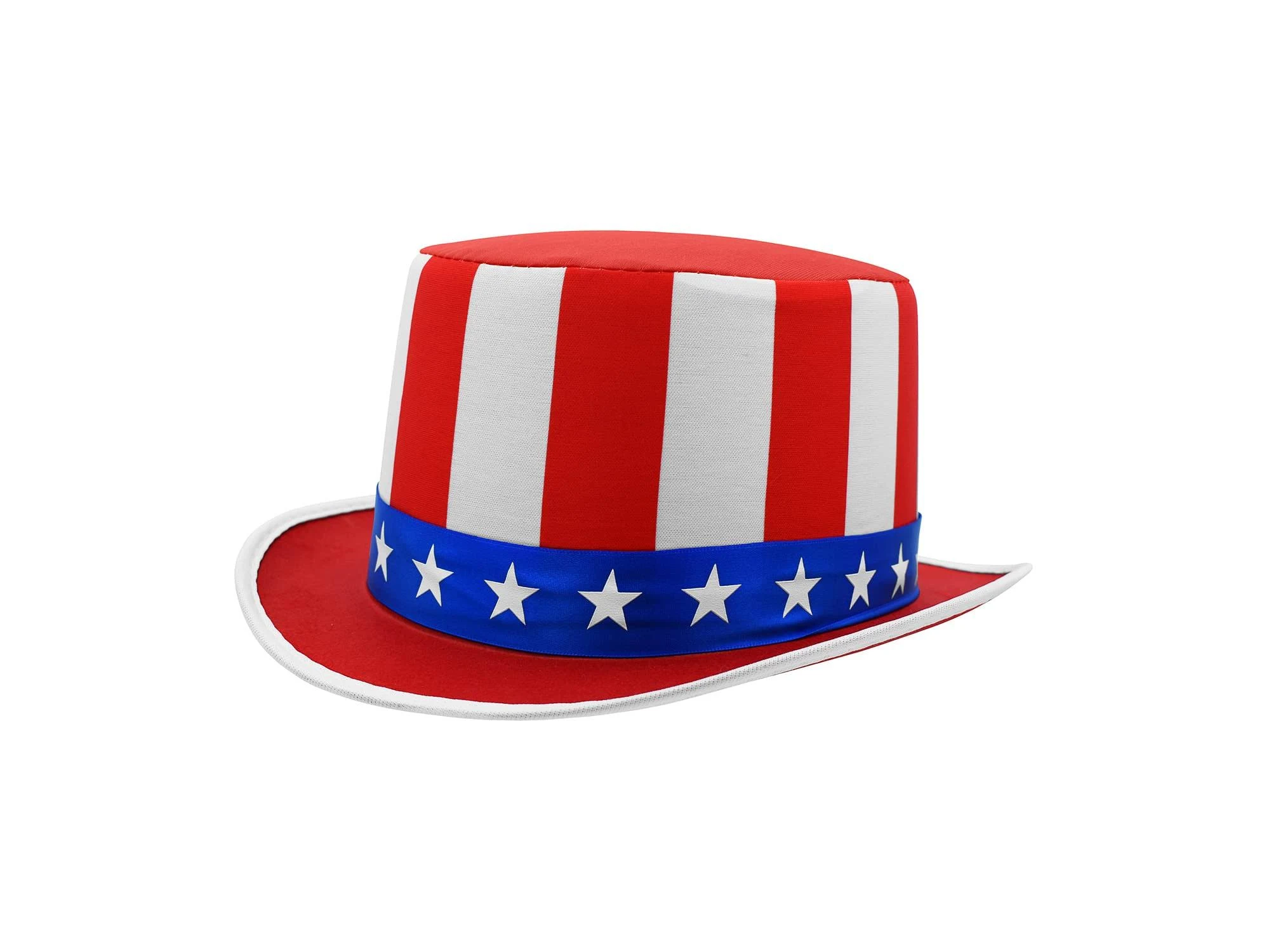 Nicky Bigs Novelties Adult Uncle Sam Top Hat - Patriotic Red White Blue Top Hats - Holiday Parade July 4th Costume Accessory Prop, Multi-color, One Size