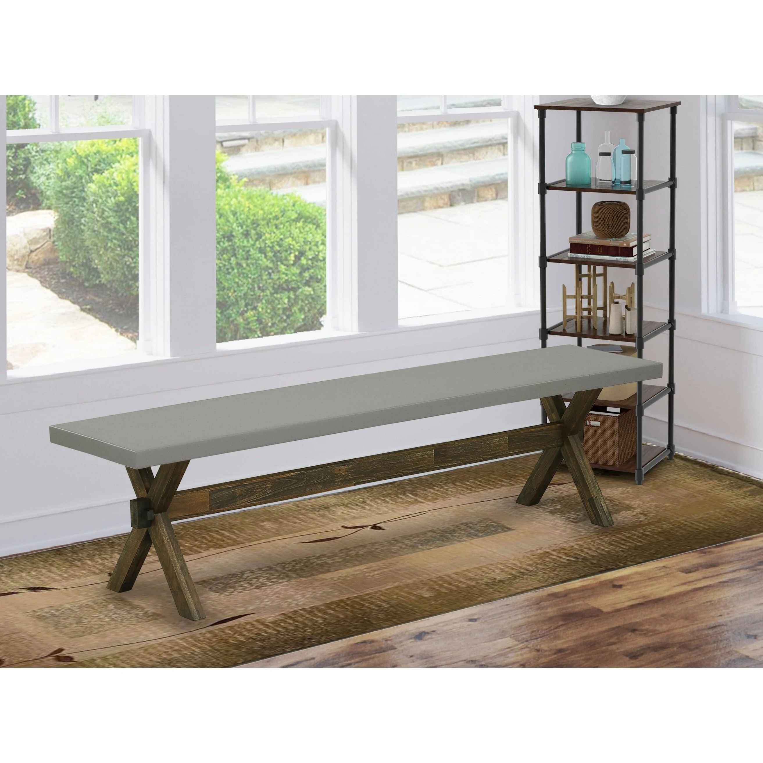 East West Furniture X-Style Modern Dinette Bench with Wood Seat, 72x15x18 Inch, XB797