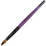 PANA Pure Kolinsky Hair Acrylic Nail Brush - Round Shape Black Ferrule with Purple Wood Handle (Size 14) - for Acrylic Nail Application, Nail Extension, Manicure Pedicure Salon Beginner & Professional