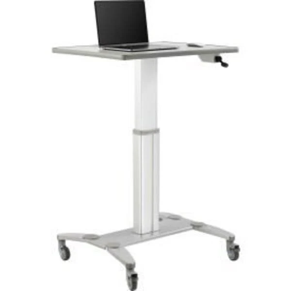 Global Industrial Sit-Stand Mobile Desk with Tablet Slot, 31-1/2"W x 23-5/8"D, 29-1/2" to 45-1/4"H, Gray/Silver