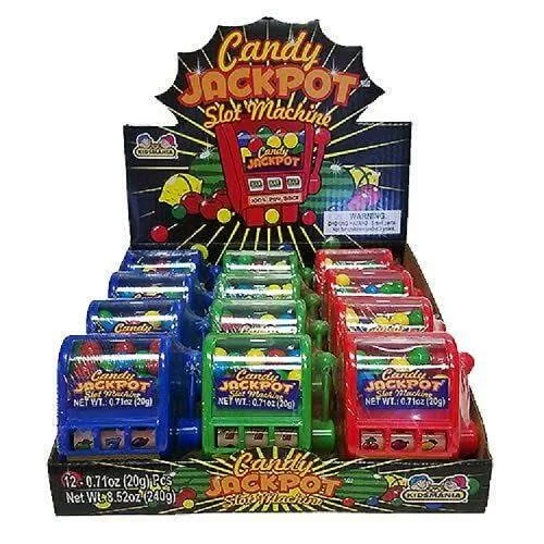 Kidsmania Candy Jackpot Slot Machine Candy Dispenser, 0.7-Ounce Candy-Filled Dispensers (Pack of 12)