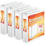 Cardinal Economy 3 Ring Binder 2 inch Presentation View White Holds 475 Sheets Nonstick PVC Free 4 Pack of Binders (79520)