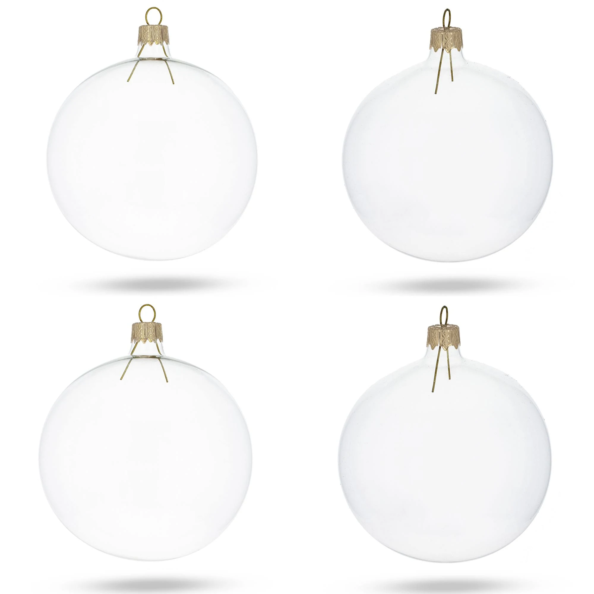 Set of 4 Clear Glass Ball Christmas Ornaments DIY Craft 4 Inches