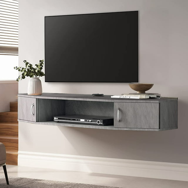 Floating TV Stand Wall Mounted TV Shelf with Door