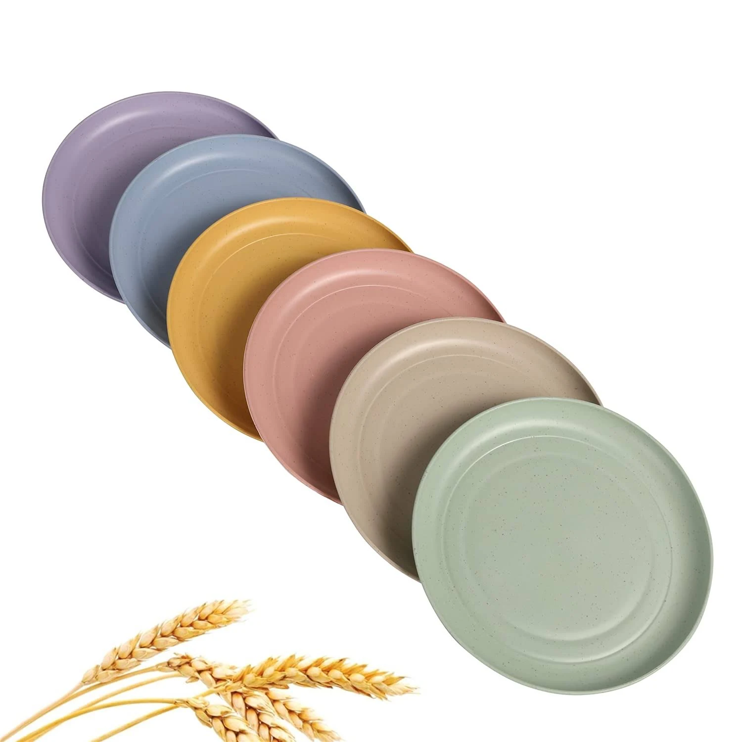 CAMBUY Wheat Straw Plates Lightweight Unbreakable Dinner Dishes Plates Set Non ...