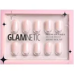 Glamnetic Press On Nails - Silver Belle| Short Round Natural Base Nails with 3D Silver Foil in a Glossy Finish | 12 Sizes - 30 Nail Kit with Glue