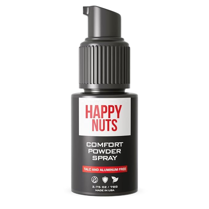 Happy Nuts Comfort Powder Spray: Anti Chafing & Mens Deodorant, Aluminum-Free, Sweat and Odor Control for Jock Itch, Groin and Men's Private Parts (2.75 Ounce (Pack of 2), Original)