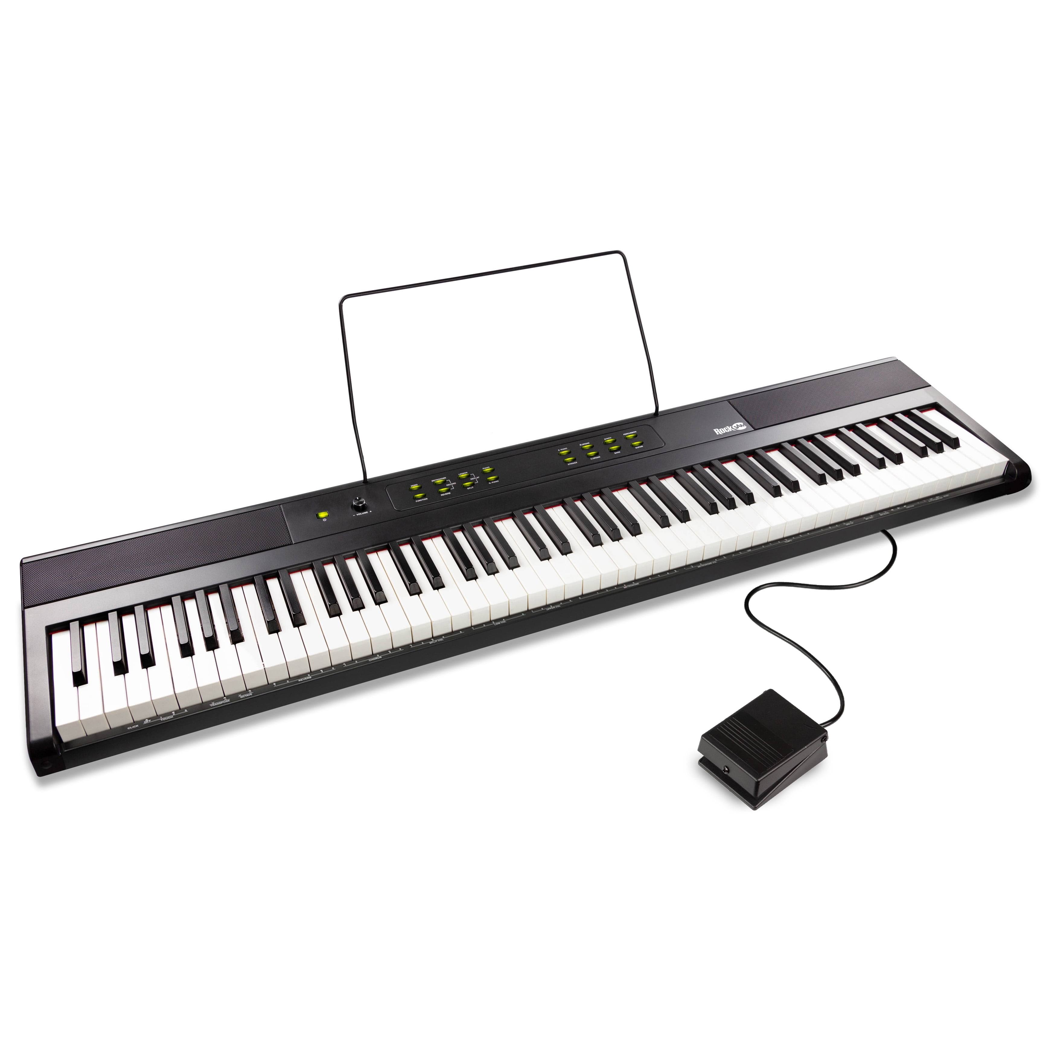 RockJam 88 Key Digital Piano with Full Size Semi-Weighted Keys, Power Supply, Sheet Music Stand, Piano Note Stickers & Simply Piano Lessons